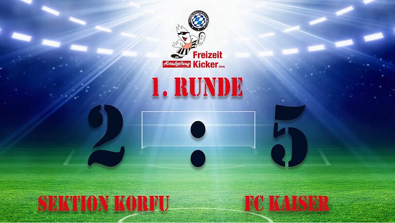 Der FC Kaiser gewann die Partie gegen die Sektion Korfu mit 5:2. Der FC Kaiser gewann die Partie gegen die Sektion Korfu mit 5:2.