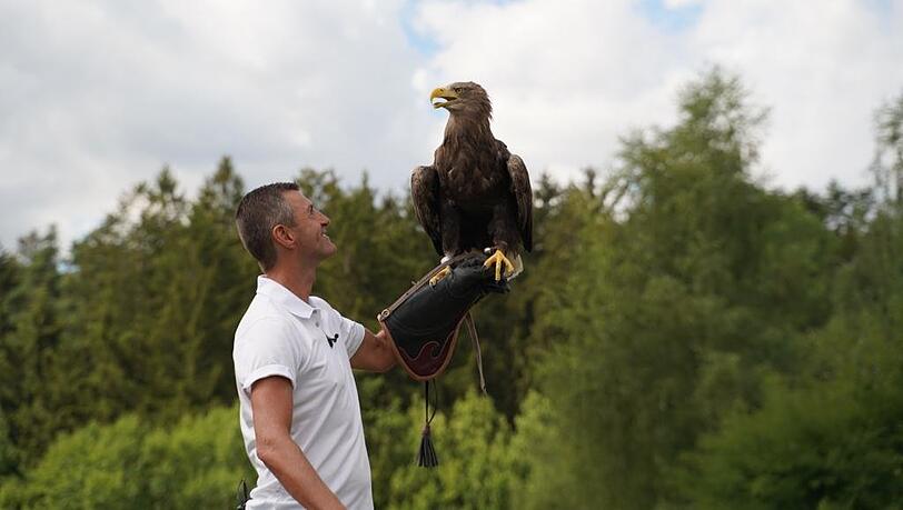 Köllner mit Raubvogel. Köllner mit Raubvogel.