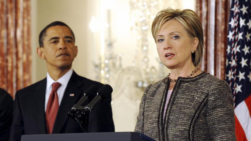 US-Präsident Barack Obama neben seiner Außenministerin Hillary Clinton. US-Präsident Barack Obama neben seiner Außenministerin Hillary Clinton.