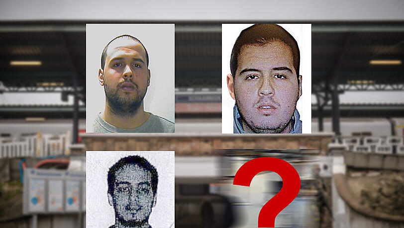 Drei Täter sind identifiziert: Khalid El Bakraoui (o.l.), sein Bruder Ibrahim (o.r.) und Najim Laachraoui. Kamerabilder lassen nun vermuten, dass es einen weiteren Komplizen gegeben haben könnte. Drei Täter sind identifiziert: Khalid El Bakraoui (o.l.), sein Bruder Ibrahim (o.r.) und Najim Laachraoui. Kamerabilder lassen nun vermuten, dass es einen weiteren Komplizen gegeben haben könnte.