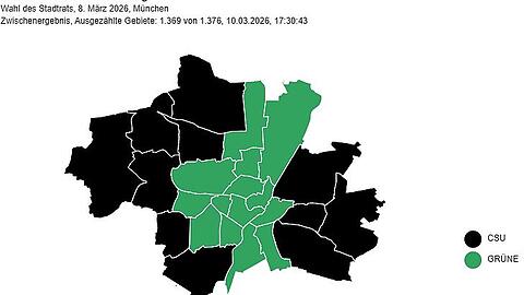 So hat München gewählt. Diese Grafik zeigt die Ergebnisse der einzelnen Stadtbezirke. Die CSU kommt vor allem am Stadtrand gut an. Diese Grafik zeigt ein Zwischenergebnis. Stand: 10. März, 17.30 Uhr. So hat München gewählt. Diese Grafik zeigt die Ergebnisse der einzelnen Stadtbezirke. Die CSU kommt vor allem am Stadtrand gut an. Diese Grafik zeigt ein Zwischenergebnis. Stand: 10. März, 17.30 Uhr.
