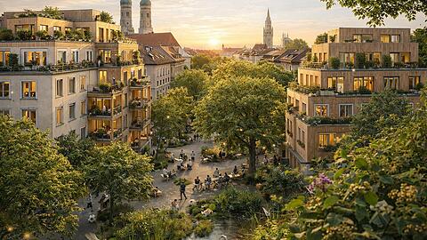 Mehr Grün, mehr Fußgängerzonen und Gewässer: So stellt sich das Bündnis "Stadt für alle" München vor. Mehr Grün, mehr Fußgängerzonen und Gewässer: So stellt sich das Bündnis "Stadt für alle" München vor.