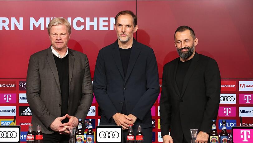 Das neue Trio beim FC Bayern (v.l.): Kahn, Tuchel und Sportvorstand Hasan Salihamidzic. Das neue Trio beim FC Bayern (v.l.): Kahn, Tuchel und Sportvorstand Hasan Salihamidzic.