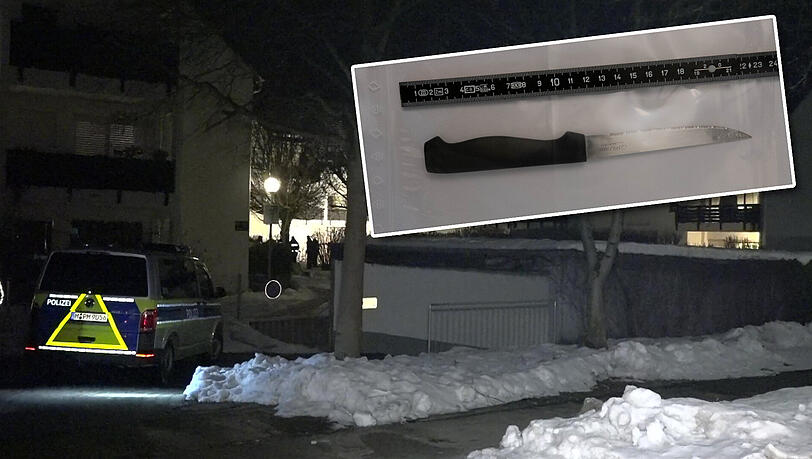 Ein Mann wurde am Mittwochabend in Pullach angeschossen, nachdem er Polizisten mit diesem Messer bedrohte. Ein Mann wurde am Mittwochabend in Pullach angeschossen, nachdem er Polizisten mit diesem Messer bedrohte.