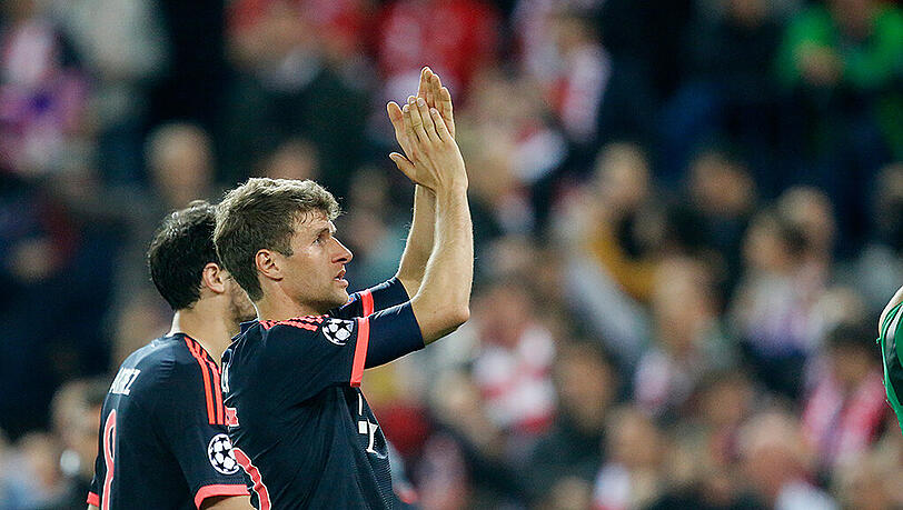 Können angesichts ihrer Heimbilanz durchaus zuversichtlich sein: Bayerns Thomas Müller (r.) und Javi Martinez. Können angesichts ihrer Heimbilanz durchaus zuversichtlich sein: Bayerns Thomas Müller (r.) und Javi Martinez.