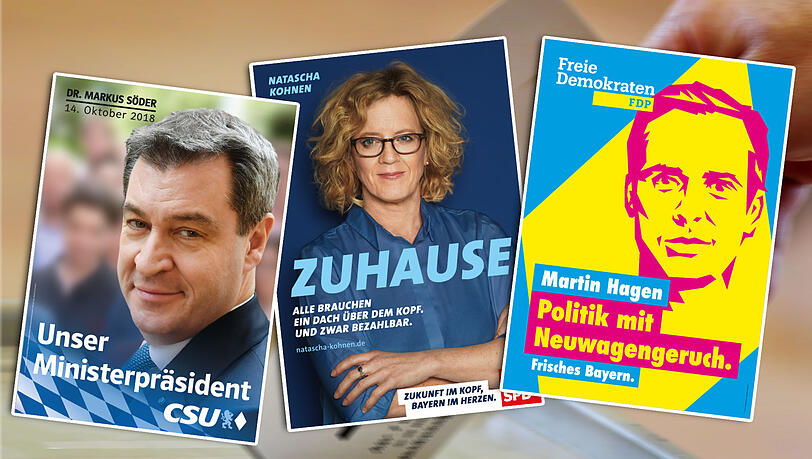 Eine Körpersprache-Expertin bewertet die Plakte der Parteien für die bayerische Landtagswahl. Eine Körpersprache-Expertin bewertet die Plakte der Parteien für die bayerische Landtagswahl.