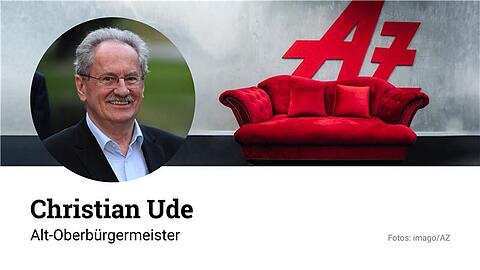 Auf der roten Couch nimmt Platz Christian Ude – am 16. November 2025 im Deutschen Theater. Auf der roten Couch nimmt Platz Christian Ude – am 16. November 2025 im Deutschen Theater.