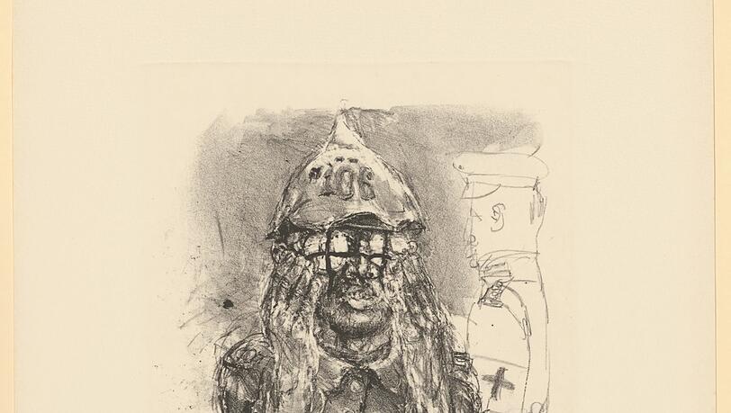 Bernhard Heisigs Graphik „Erblindeter Soldat“ aus dem Zyklus zu Ludwig Renns Roman „Krieg“, 1976-1978. Bernhard Heisigs Graphik „Erblindeter Soldat“ aus dem Zyklus zu Ludwig Renns Roman „Krieg“, 1976-1978.