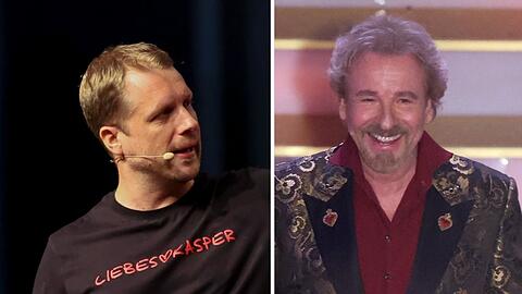 Oliver Pocher (l.) freute sich über seinen prominenten Gast Thomas Gottschalk. Oliver Pocher (l.) freute sich über seinen prominenten Gast Thomas Gottschalk.