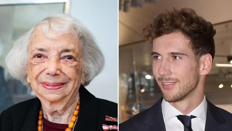 Eine Bildkombo zeigt Margot Friedländer und Leon Goretzka. Eine Bildkombo zeigt Margot Friedländer und Leon Goretzka.