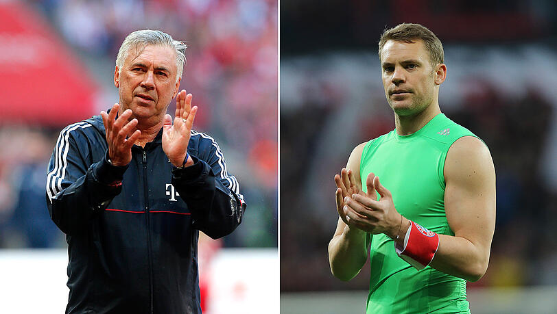 Computer-Liebe: Bayern-Trainer Carlo Ancelotti (links) und Bayern-Torhüter Manuel Neuer. Computer-Liebe: Bayern-Trainer Carlo Ancelotti (links) und Bayern-Torhüter Manuel Neuer.