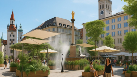 Sieht so bald der Marienplatz aus? Zumindest die ÖDP wünscht sich auf Münchens prominentestem Platz mehr Grün und mehr Schatten. Sieht so bald der Marienplatz aus? Zumindest die ÖDP wünscht sich auf Münchens prominentestem Platz mehr Grün und mehr Schatten.