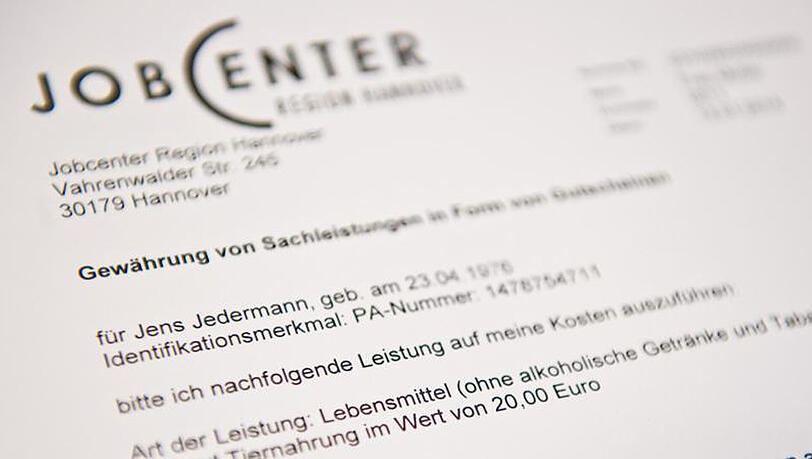 Muster eines Lebensmittelgutscheins für Hartz-IV-Empfänger. Muster eines Lebensmittelgutscheins für Hartz-IV-Empfänger.