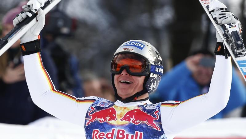 Streif-Sieger: Thomas Dreßen feiert seinen Sieg in Kitzbühel. Streif-Sieger: Thomas Dreßen feiert seinen Sieg in Kitzbühel.
