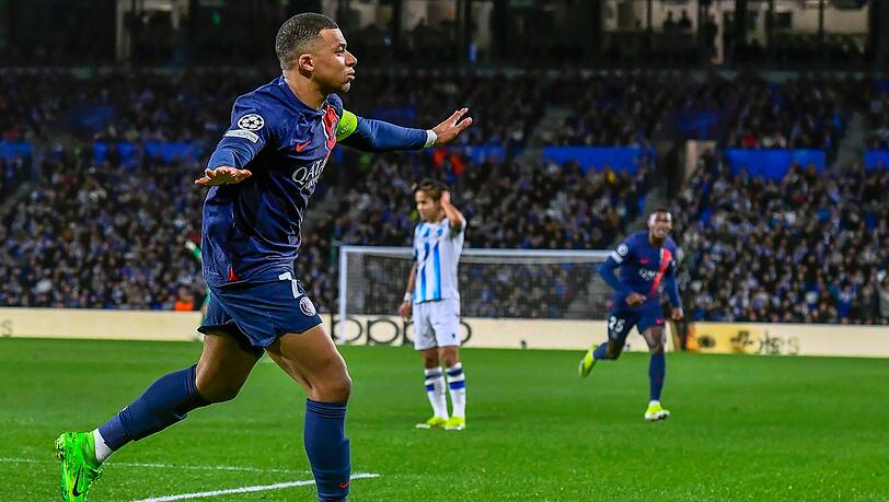 Kylian Mbappé brachte PSG in San Sebastián in Führung und legte das Tor zum 2:0 nach. Kylian Mbappé brachte PSG in San Sebastián in Führung und legte das Tor zum 2:0 nach.