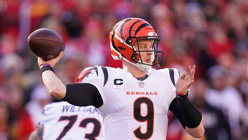 Quarterback Joe Burrow steht mit den Cincinnati Bengals im Super Bowl. Quarterback Joe Burrow steht mit den Cincinnati Bengals im Super Bowl.