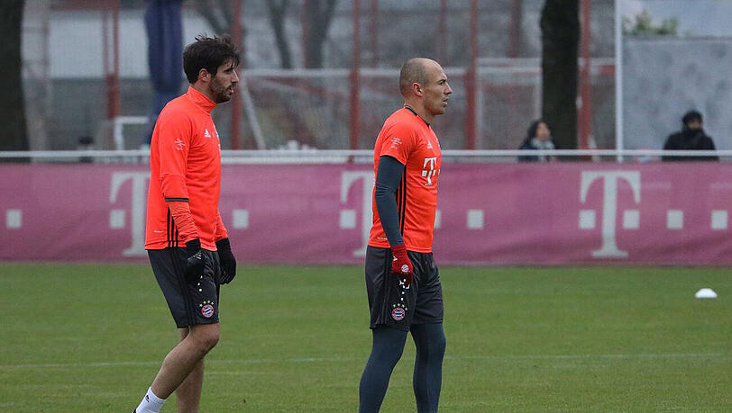 Wieder im Training: Robben (r.) und Martínez. Wieder im Training: Robben (r.) und Martínez.