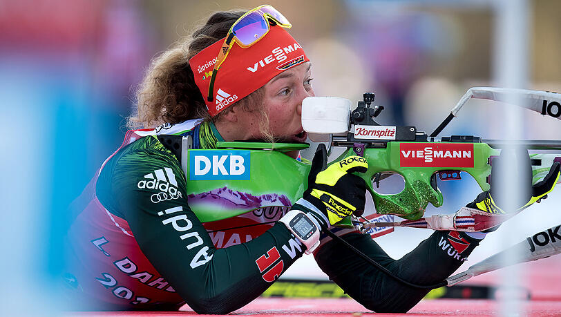 Biathletin Laura Dahlmeier am Schießstand. Biathletin Laura Dahlmeier am Schießstand.