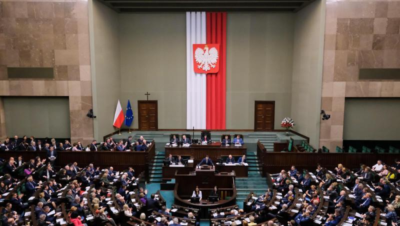 Blick in das polnische Parlament in Warschau. Blick in das polnische Parlament in Warschau.