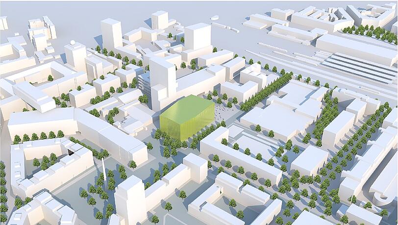 Oben rechts, der Ostbahnhof. Östlich schließt sich das Werksviertel an, wo ein Konzertsaal (grün) eingepasst werden könnte. Oben rechts, der Ostbahnhof. Östlich schließt sich das Werksviertel an, wo ein Konzertsaal (grün) eingepasst werden könnte.
