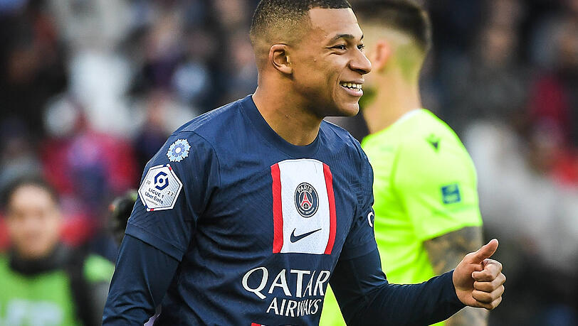 Jubelt nicht nur im Frankreich-Trikot: Kylian Mbappé von Paris SG. Jubelt nicht nur im Frankreich-Trikot: Kylian Mbappé von Paris SG.
