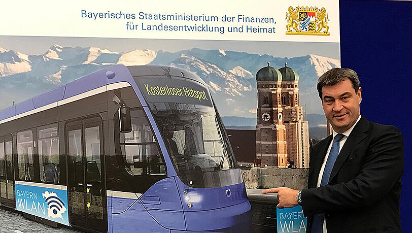 Freie WLAN in den Münchner Trams: Finanz- und Heimatminister Markus Söder am Mittwoch. Freie WLAN in den Münchner Trams: Finanz- und Heimatminister Markus Söder am Mittwoch.