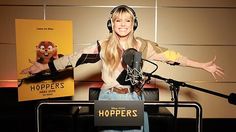 Heidi Klum hatte sichtlich Spaß beim Synchronisieren für "Hoppers". Heidi Klum hatte sichtlich Spaß beim Synchronisieren für "Hoppers".