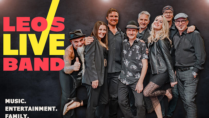 Leos Live Band mit Schauspieler und Autor Leo Reisinger (Dritter von links). Leos Live Band mit Schauspieler und Autor Leo Reisinger (Dritter von links).