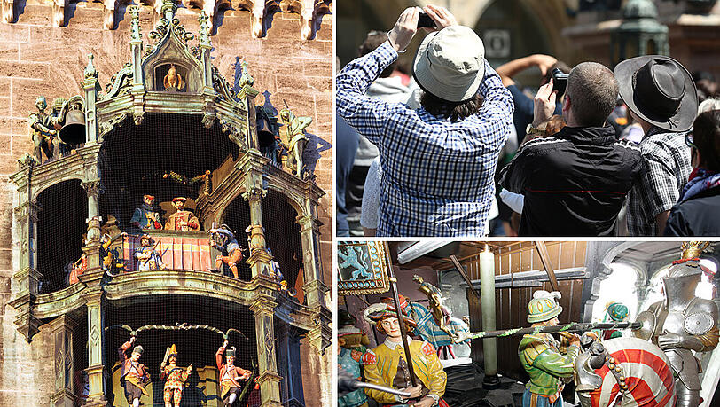 Eine der Schäfflerfiguren muss repariert werden, ersetzt wird sie zwischenzeitlich von einem Metallrohr. (Archivbild) Eine der Schäfflerfiguren muss repariert werden, ersetzt wird sie zwischenzeitlich von einem Metallrohr. (Archivbild)
